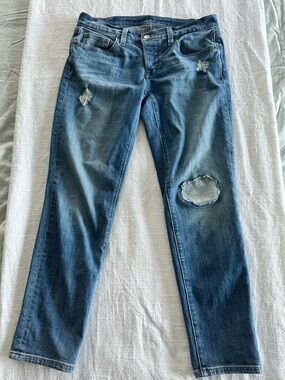 LOFT Distressed Medium Blue Boyfriend Jeans